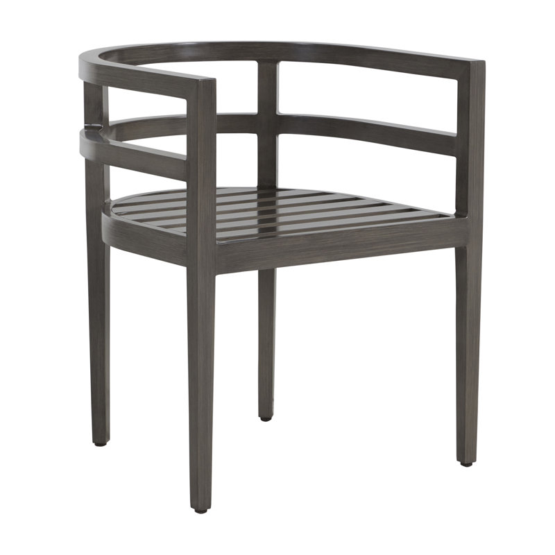 Santa Barbara Aluminum Patio Dining Armchair with Cushion, Welt, Linen Chambray