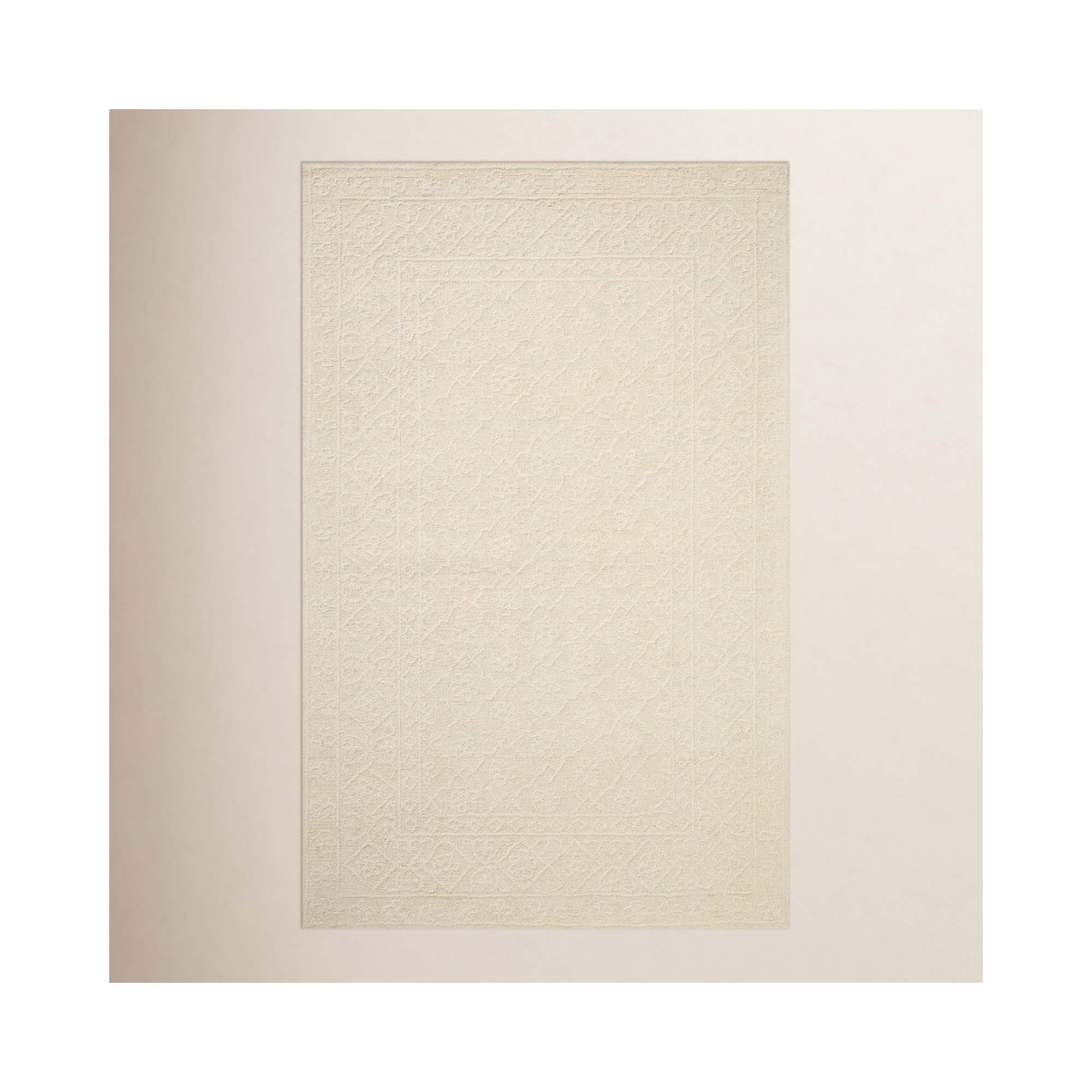 Albie Handmade Wool Ivory Rug, Rectangle 8'6" x 12'
