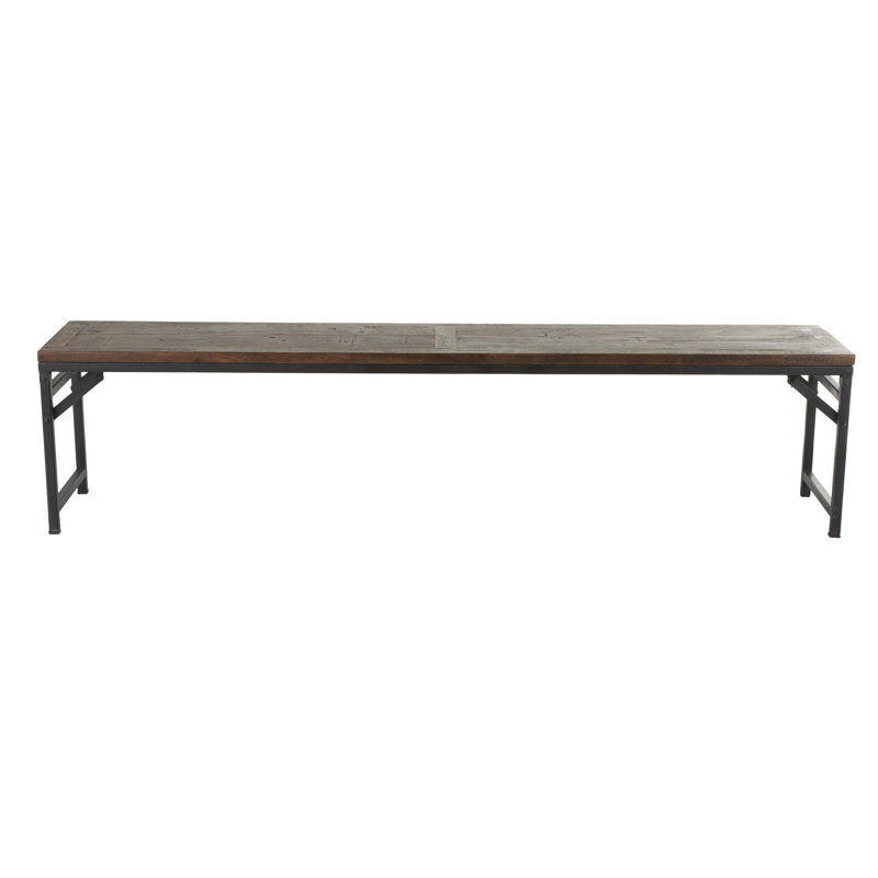 Banc long en bois de teck Cole and Grey avec pieds en métal noir