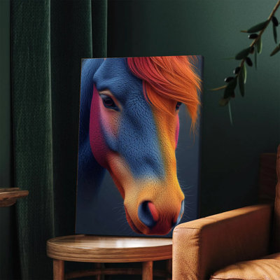 1 PC, art mural, affiche, cheval arc-en-ciel vibrant, art mural, peinture abstraite moderne, impression équestre colorée pour salon, chambre à coucher, décoration intérieure, œuvre d'art unique
