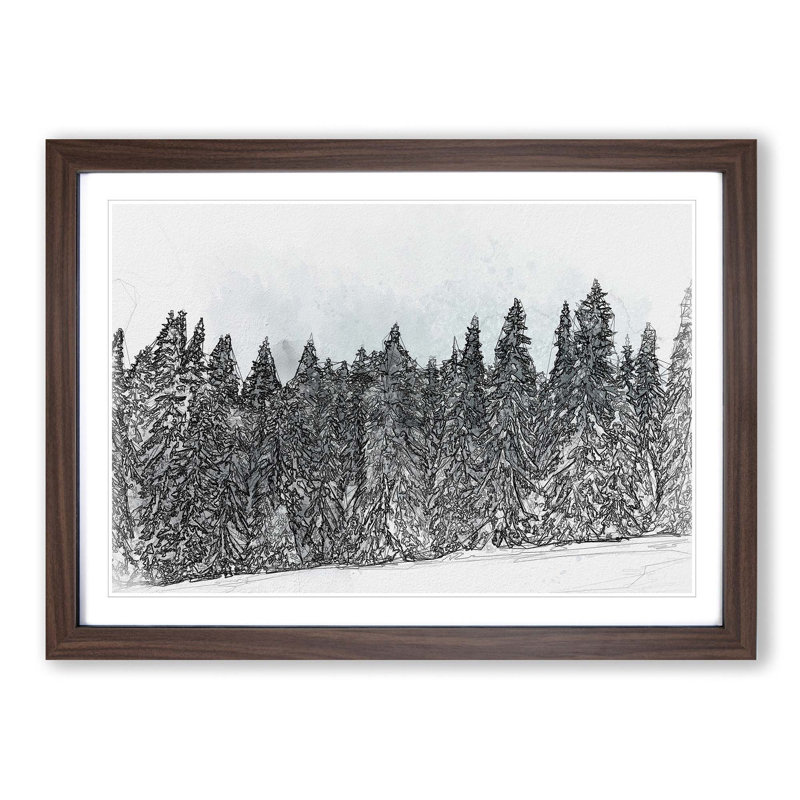 Points of the Trees in Abstract - Picture Frame Graphic Art Print, Walnut, 40cm H x 60cm W x 2cm D