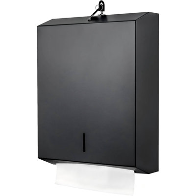 Distributeur de papier essuie-mains mural pliable en C à trois volets, sans contact avec serrure, noir mat