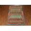 Tapis bleu / rouge / crème en laine tissé à plat à la main à motif géométrique 6 pi 7 po x 9 pi 6 po