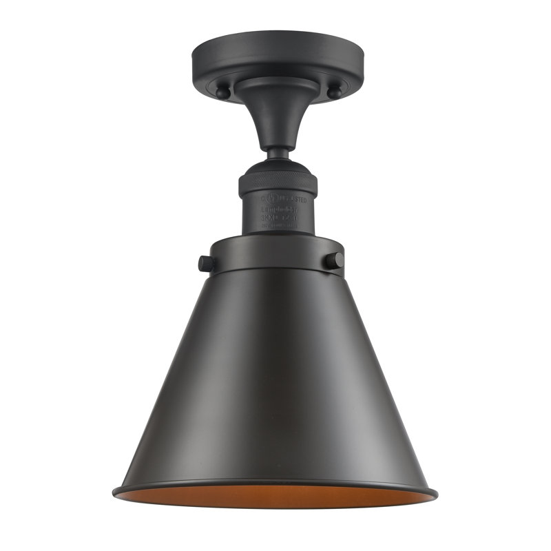 Plafonnier semi-encastré 8 lumières Donovan, Ampoule incandescente rétro de 60 watts, Bronze huilé, Bronze huilé