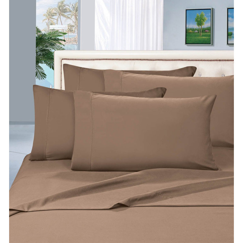 Ensemble de draps en polyester 1500 fils, Taupe, Ensemble de draps pour lit double