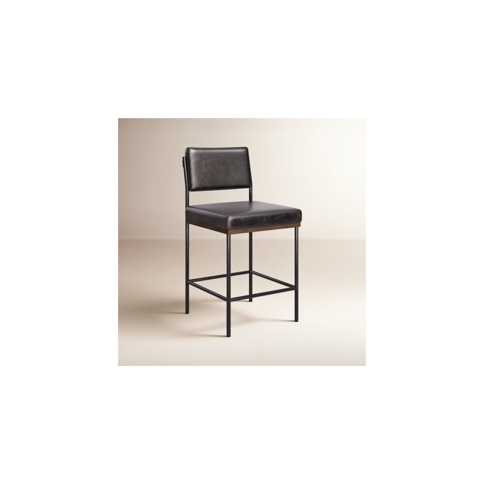 Popovich Stool, Sonoma Black/Genuine Leather, Counter Stool (26.42" Seat Height)