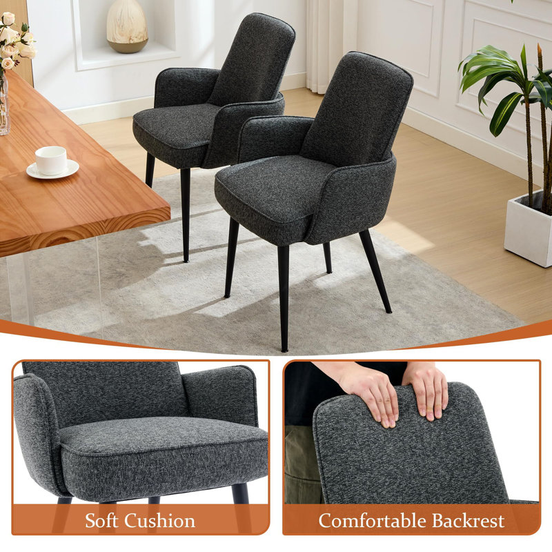 Gennadiy 54cm H Polyesterfaser Upholstered Metal Upholstered Back Side Chair, Black