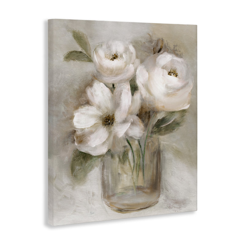 Toile Soft Brushstroke Roses, design par Nan, H 20 po x l 16 po