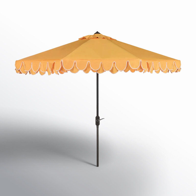 Iago Outdoor Umbrella, Yellow/White, Brown