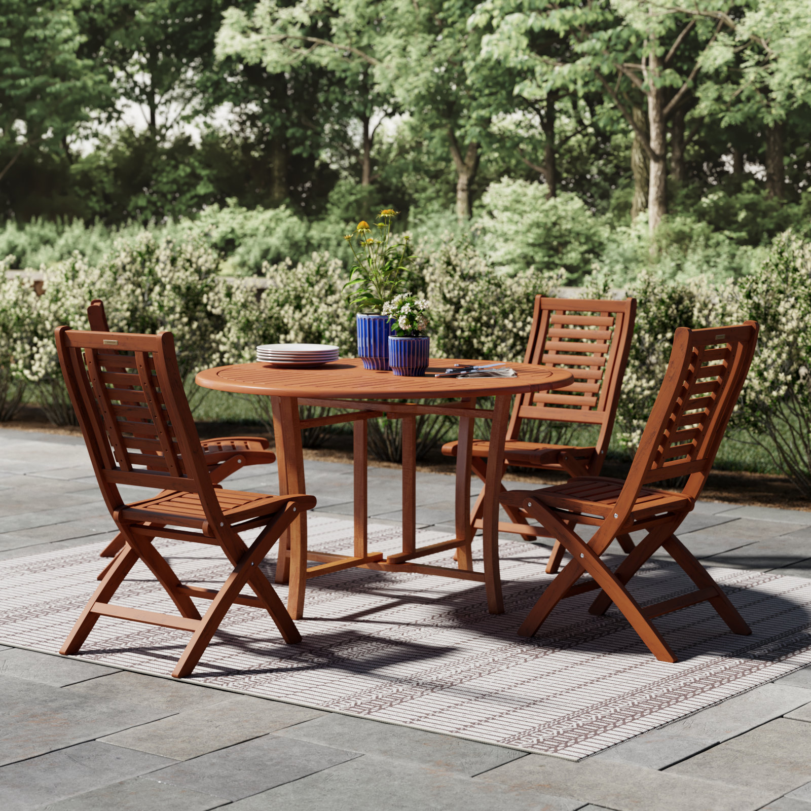 Kinsler Brazilian Eucalyptus 5 Piece Dining Set, 48"