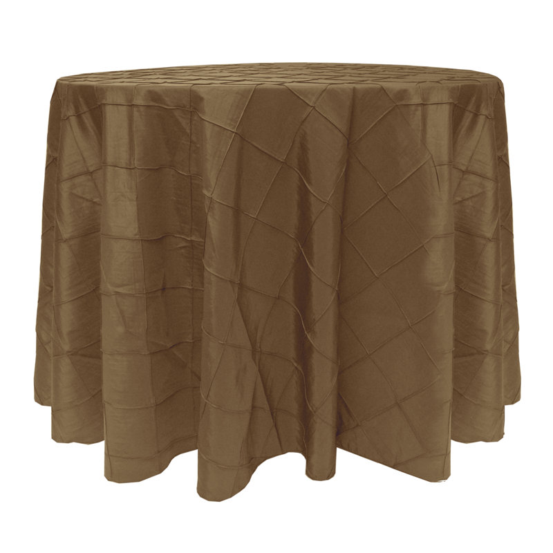 Ultimate Textile -3 Pack- Embroidered Pintuck Taffeta 132-Inch Round Tablecloth Burnt Gold, 2, 120" Round
