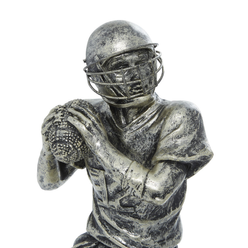Bulger Polystone Football Player Decorative Sculpture, Silver