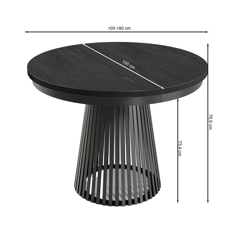 Extendable Dining Table, Black
