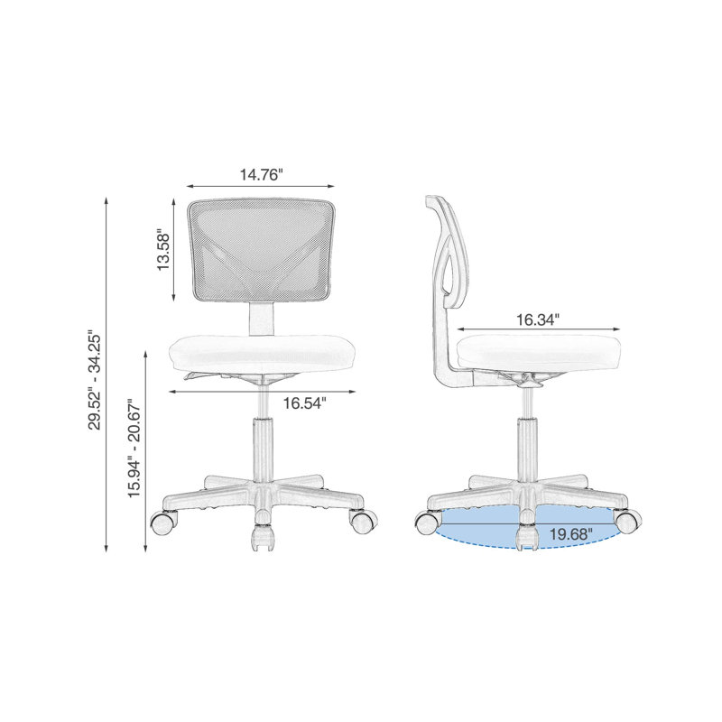 Chaise de bureau sans accoudoirs, Blue