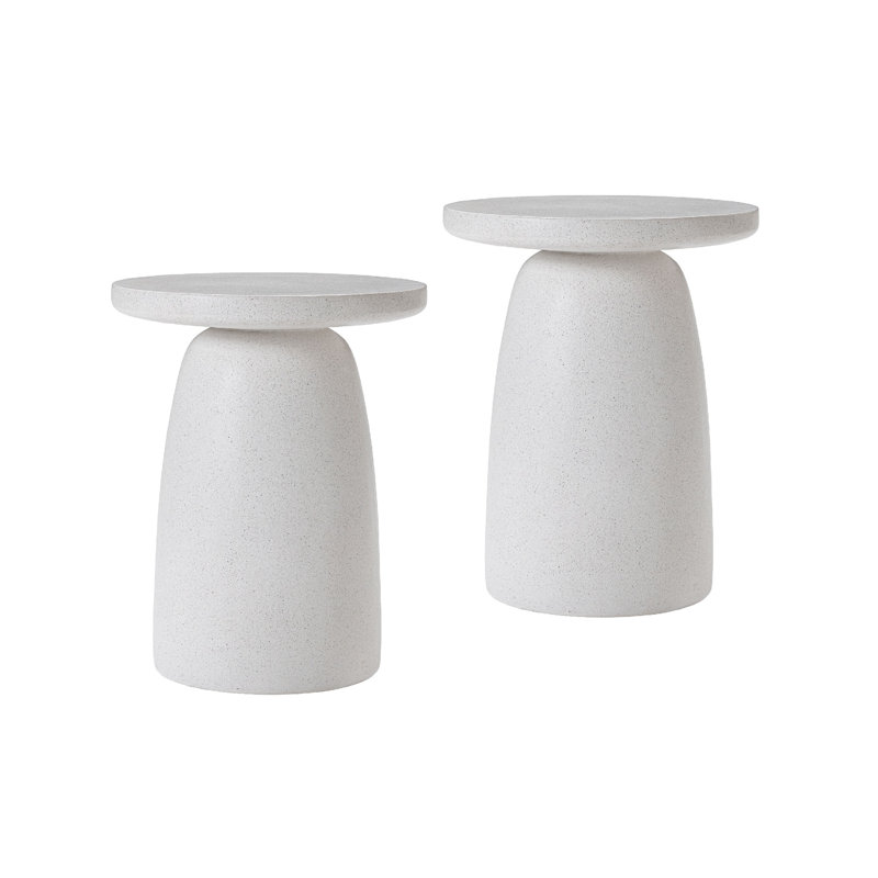 Table d'appoint ronde en oxyde de magnésium 21,8 po, 2, White