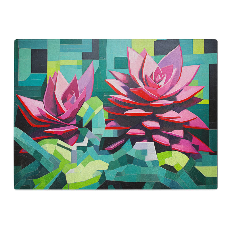 Succulent Constructivism No.2  Glass Chopping Board