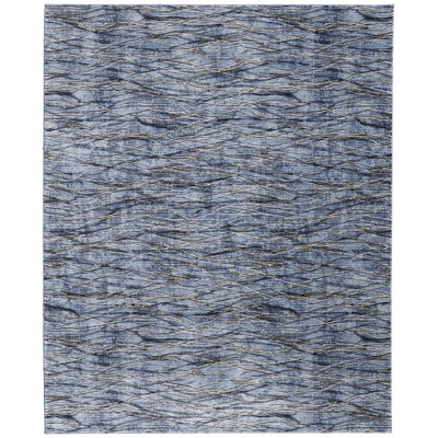 Maxin moderne abstrait, bleu / ivoire / brun clair