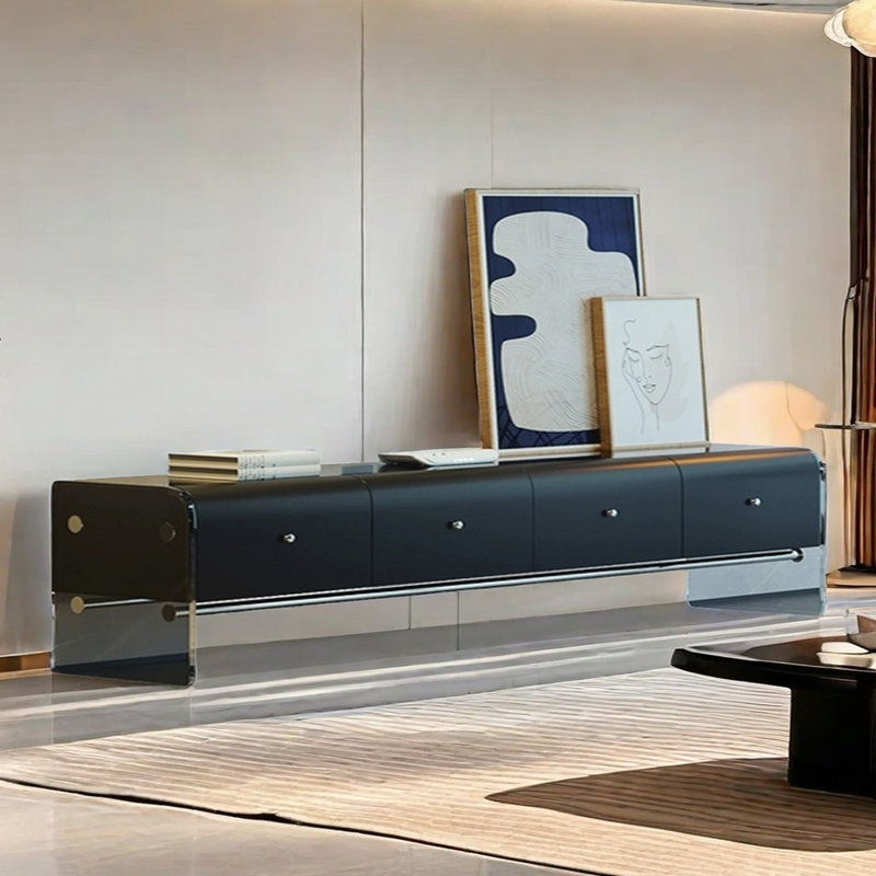 Meuble télé ultra-brillant avec pieds en acrylique