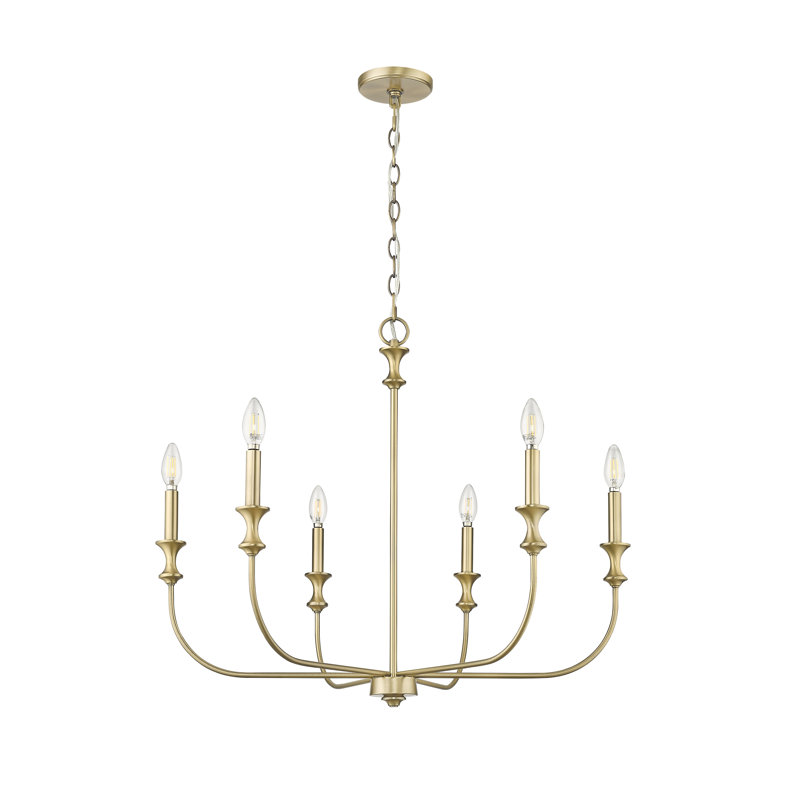 Lustre à 6 lumières de 28,26 po de largeur Savanne, Laiton rétro