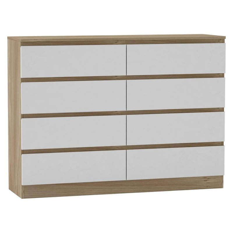 Sinahi 120cm W Chest of Drawers, Oak Carcass/White
