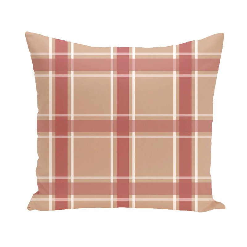 Flower Power Plaid Reversible Throw Pillow, 26" H x 26" W, Blue