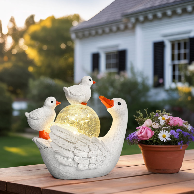 Solar Swan Garden Statue