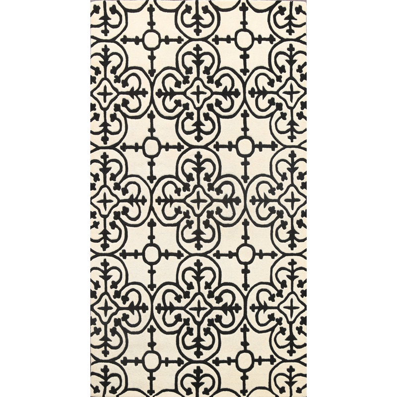 Tapis oriental en soie / laine touffeté à la main Oriental / Noir