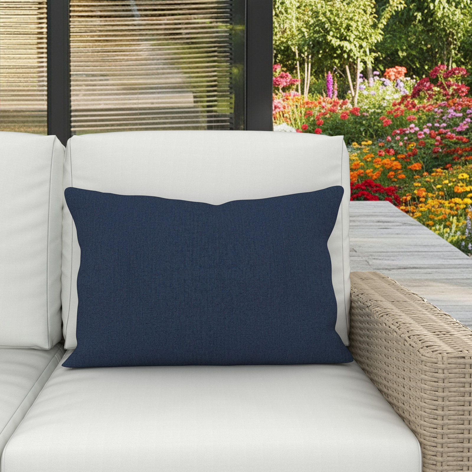 Amala 20" x 3" Sunbrella® Throw Pillow, Spectrum Indigo