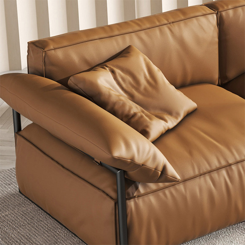 Canapé modulaire orange en cuir véritable, 4, H 33,46 po x l 122,05 po x P 40,16 po