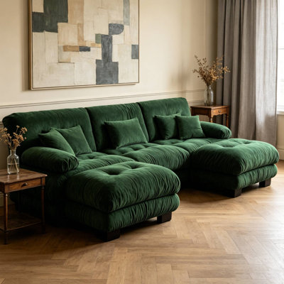 U-Shaped Modular Upholstered Sectional With 2 Ottomans