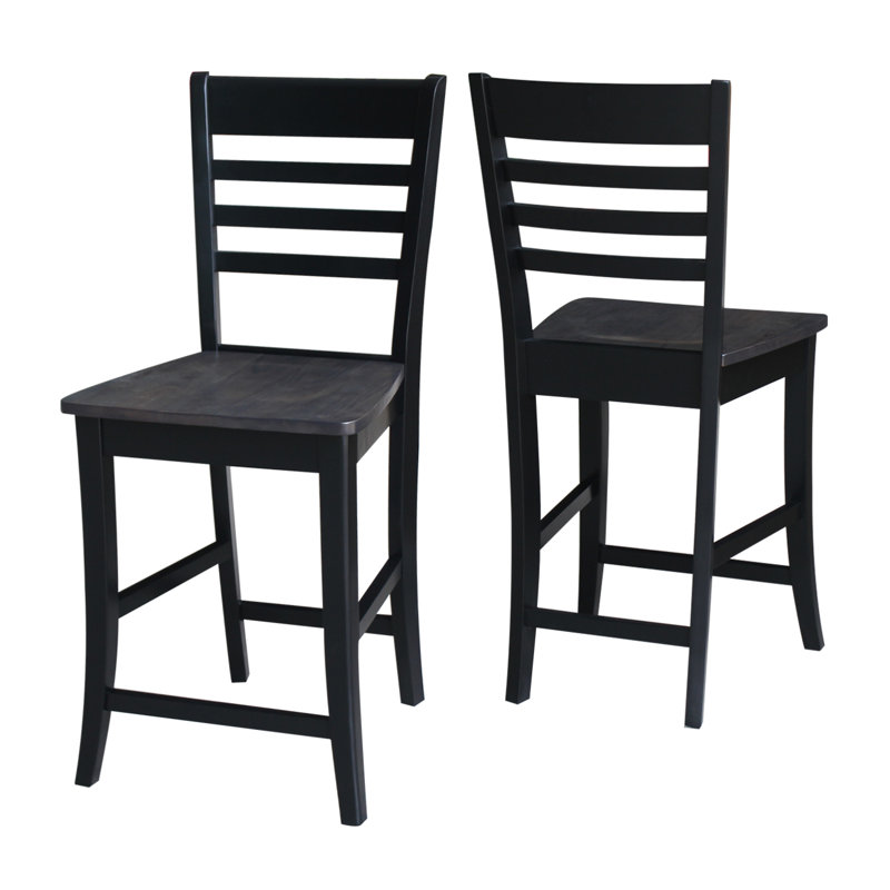 Guzik Solid Wood Counter Stool, Coal