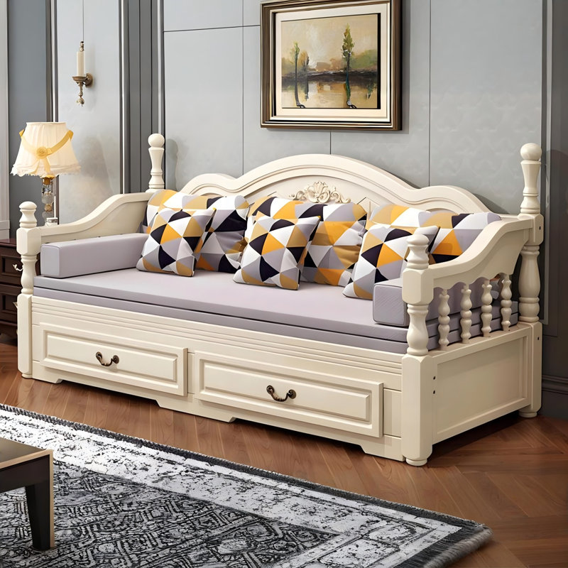 Canapé-lit extensible en mélange de coton extensible 39,37 po moderne et minimaliste ivoire, Ivoire ivoire