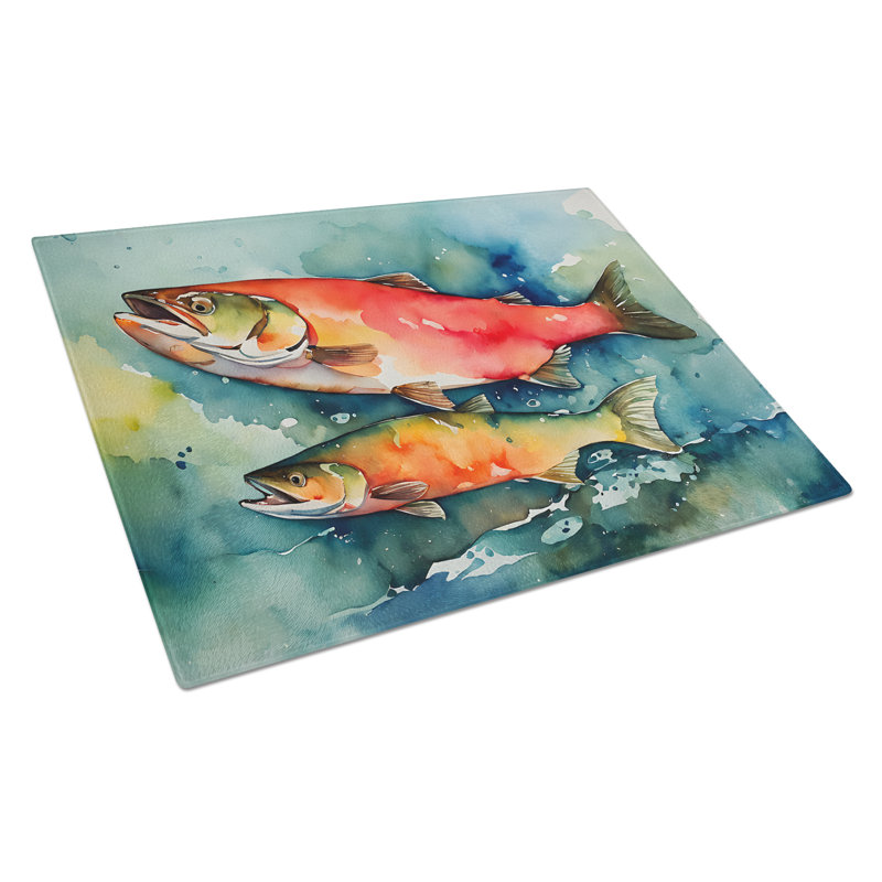 Salmon Glass Cutting Board Large