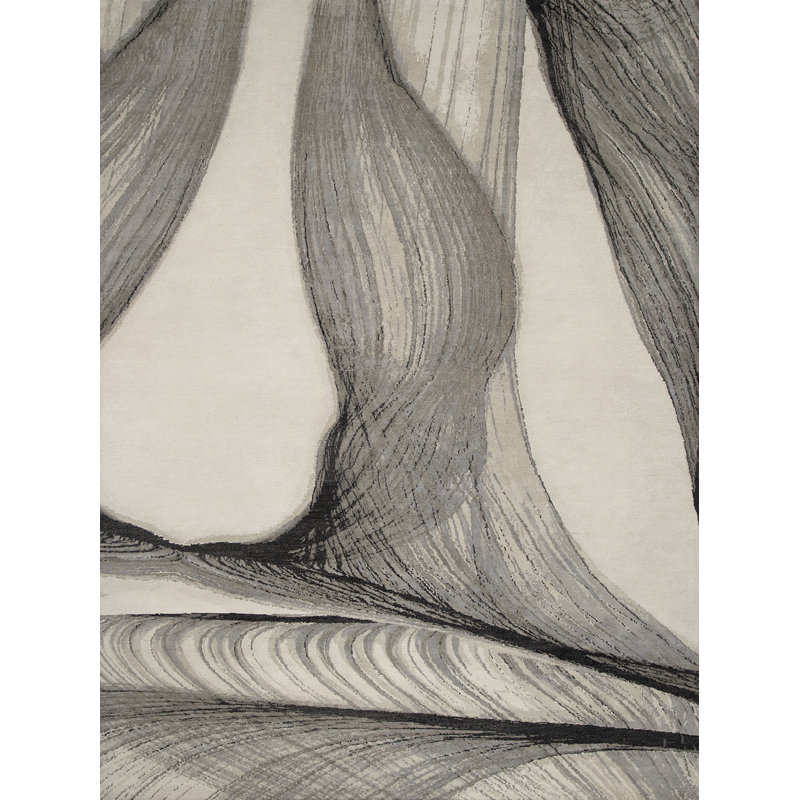 Contemporary Hand Knotted Wool Abstract Area Rug, Rectangle 10' x 14'