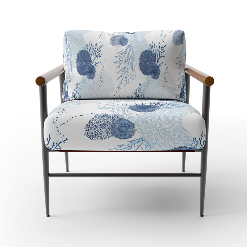 Chaise rembourrée Coastal, Bras ronds bruns
