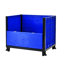 Collapsible Bulk Container, Solid Wall, 600 Lbs Capacity, Blue, 4 - Way Access, 31.07 In Width Storage, Stacks High, 39.82 Depth