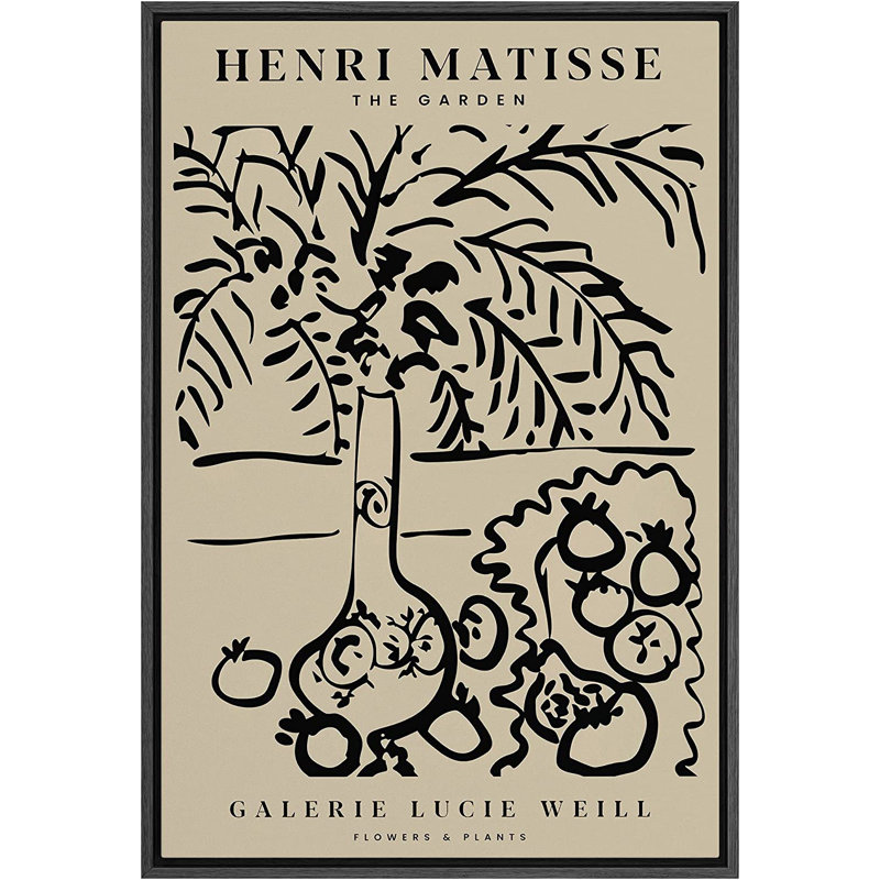 «The Garden» par Henri Matisse - cadre flottant, impression sur toile, Cadre noir, H 24 po x l 16 po x P 1,5 po