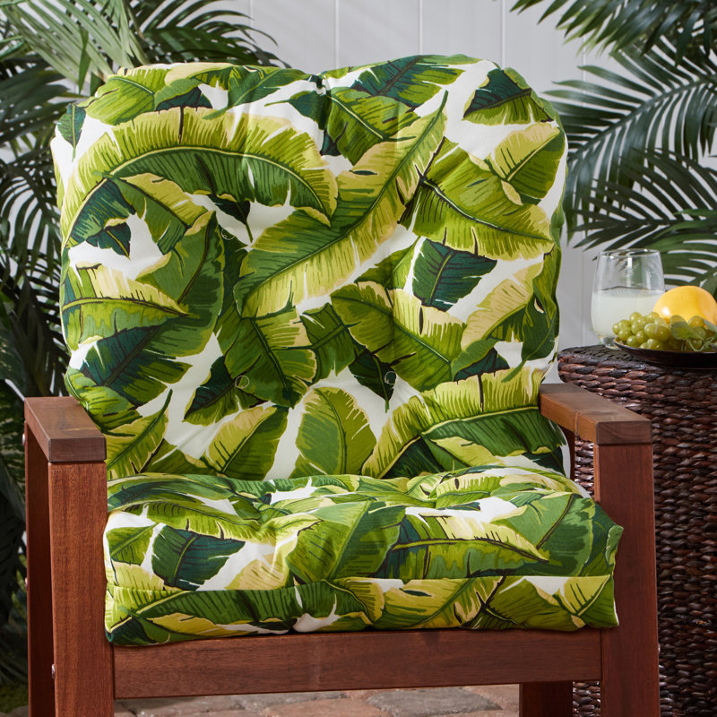 Coussin de chaise d'extérieur Lester, 1, H 21 po x l 21 po x P 21 po, Feuilles de palmier / blanc