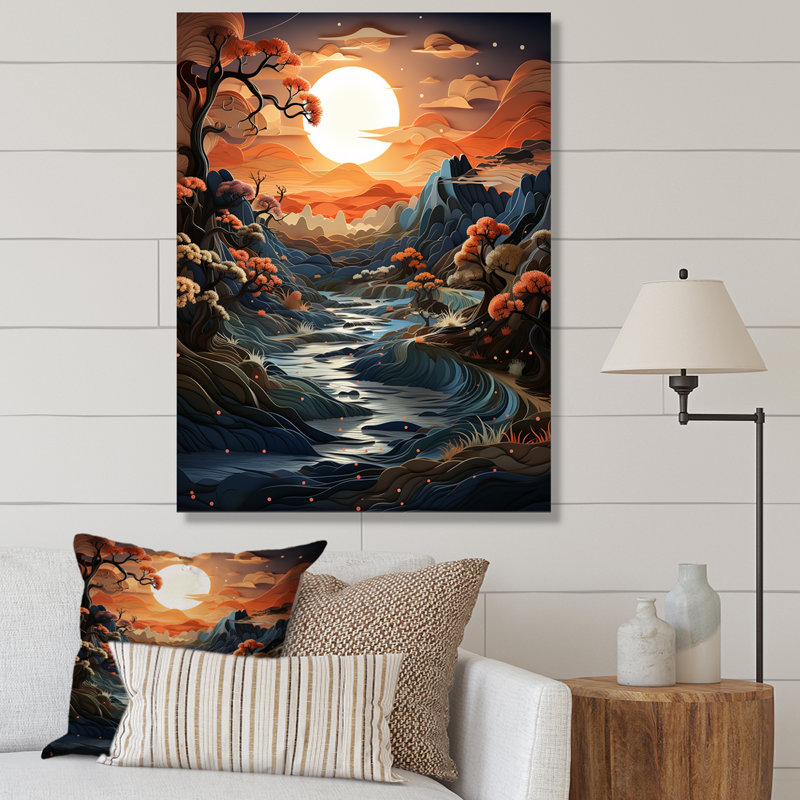 Rindge Sunset Moonlit Serenity Papercut I sur toile, Toile tendue, H 40 po x l 30 po x P 1,5 po