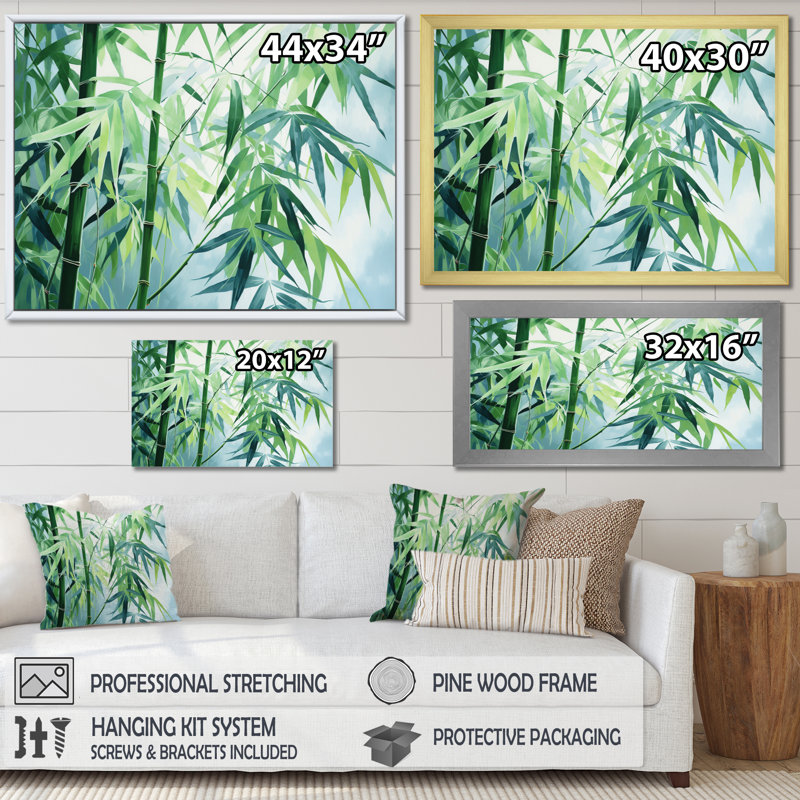 Bamboo Romantic Dream I - impression, H 24 po x l 32 po x P 1 po, Cadre naturel flottant