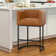 27" H Counter Height Bar Stools, Modern Barrel Counter Stools With Backrest And Arms, Black Metal Frames, Linen Fabric Upholstered Accent Barstools For Kitchen Island