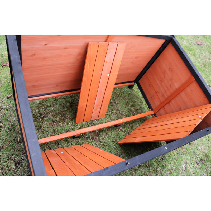 Niche pour chien d'extérieur et d'intérieur de 46 po en bois pour chiens de grande taille avec toit et base surélevée