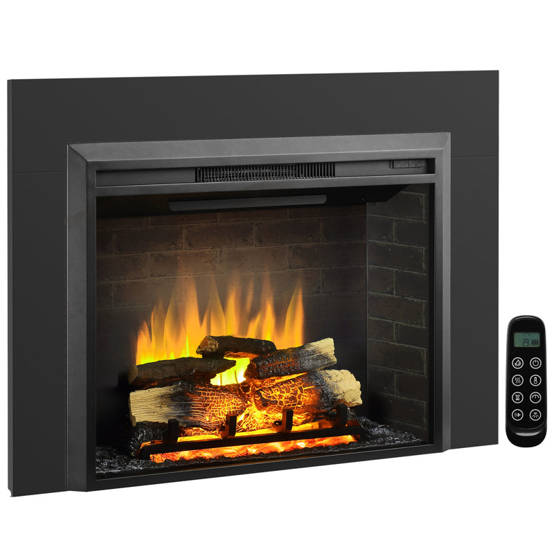 Anasa 43.7'' W Black Electric Fireplace Insert with 4500 BTU