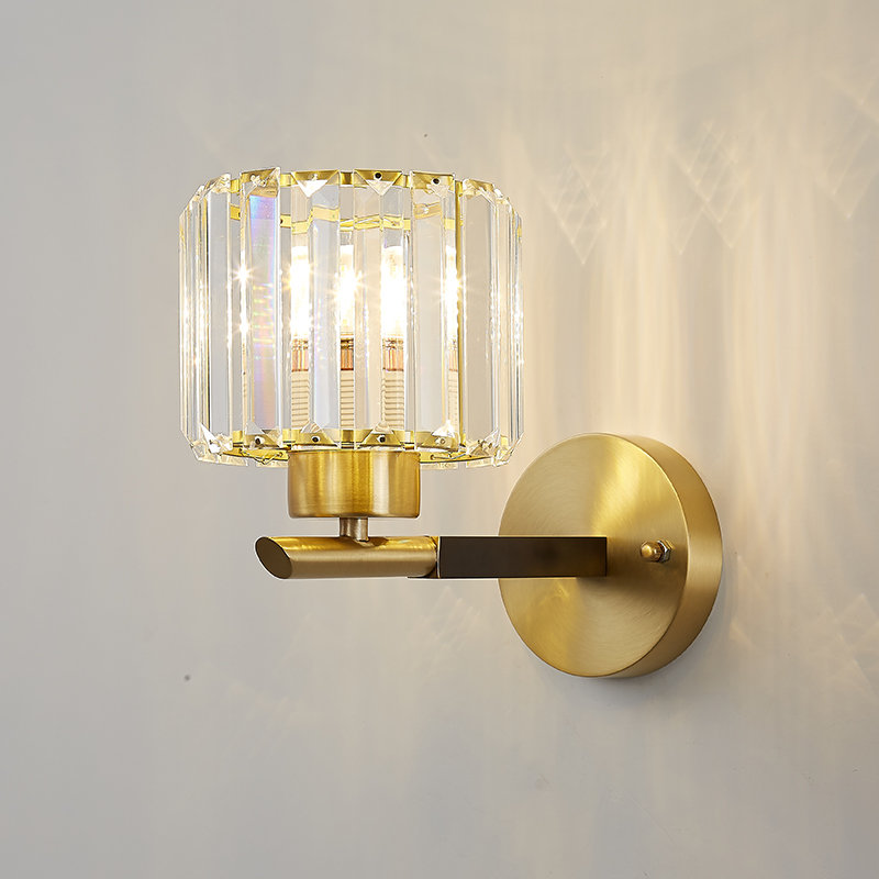 Mid-Century 1-Light Clear Crystal Glass Wall Sconce