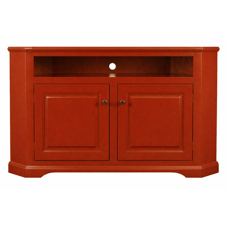 Meuble télé d'angle en bois massif pour téléviseur de 65 po ou moins Inouye, Rouge vif