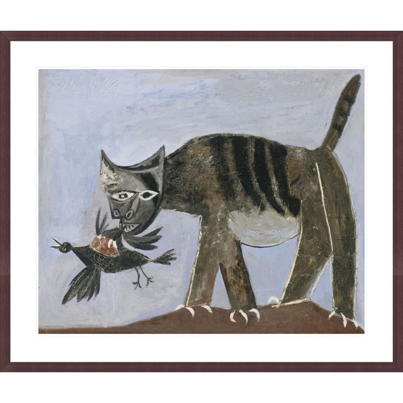 «Chat saisissant un oiseau» par Pablo Picasso, impression giclée encadrée, 33.5" H x 39.55" W