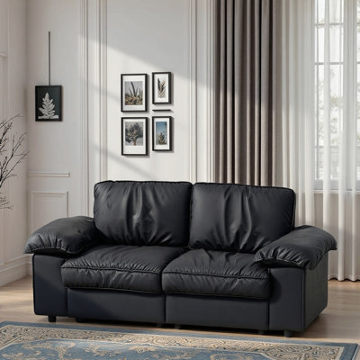 Canapé compact en similicuir 78,74 pouces avec rangement caché, causeuse 2 places peu encombrante pour petit appartement et studio