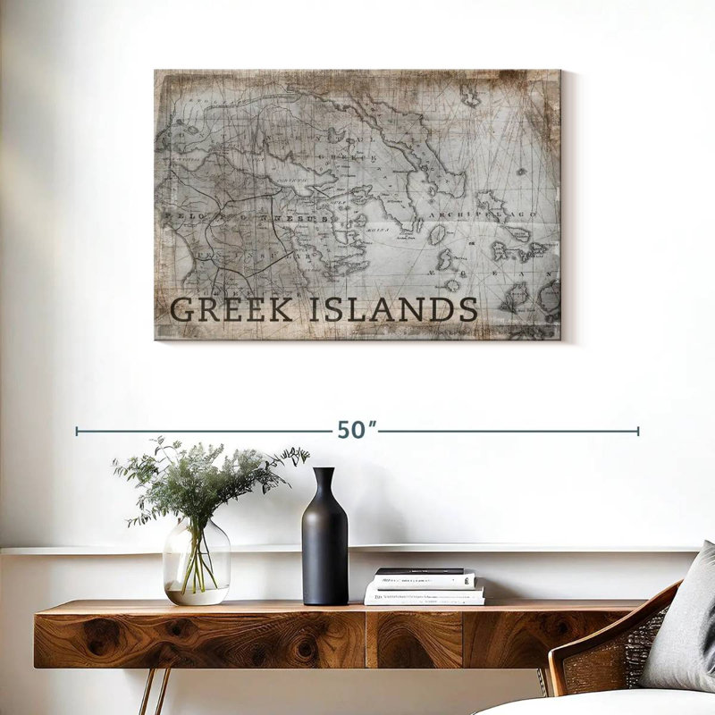 Carte des îles grecques d'Aliaz, rétro, H 24 po x l 36 po