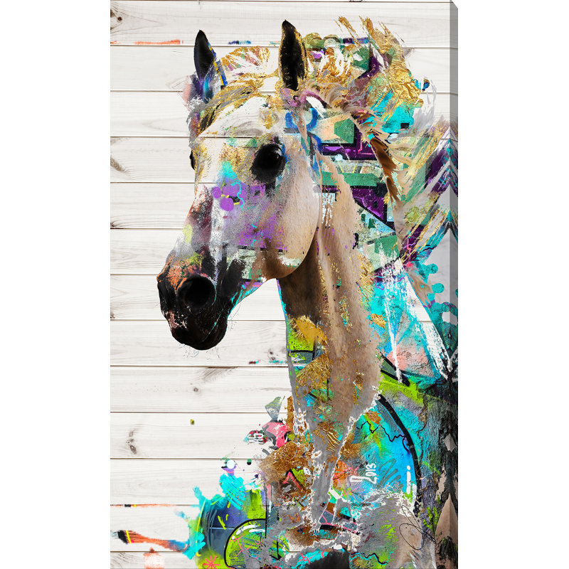 « wild cheval 1 », reproduction de peinture à l’acrylique sur toile, H 60 po x l 36 po x P 1,5 po, Toile tendue