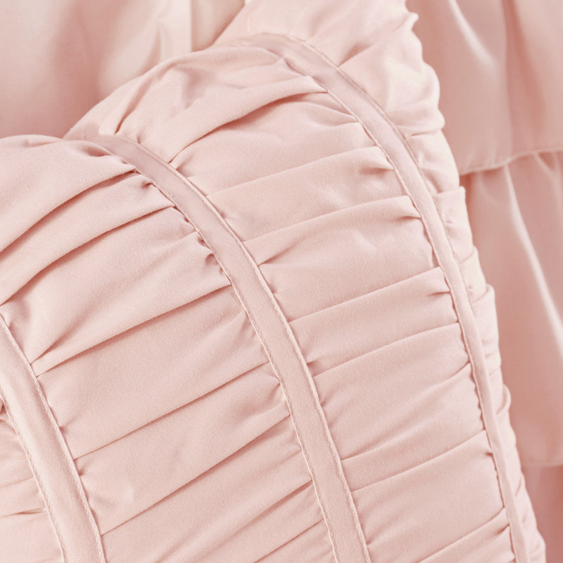Blush Microfiber Ruffle Reversible Full Comforter Set